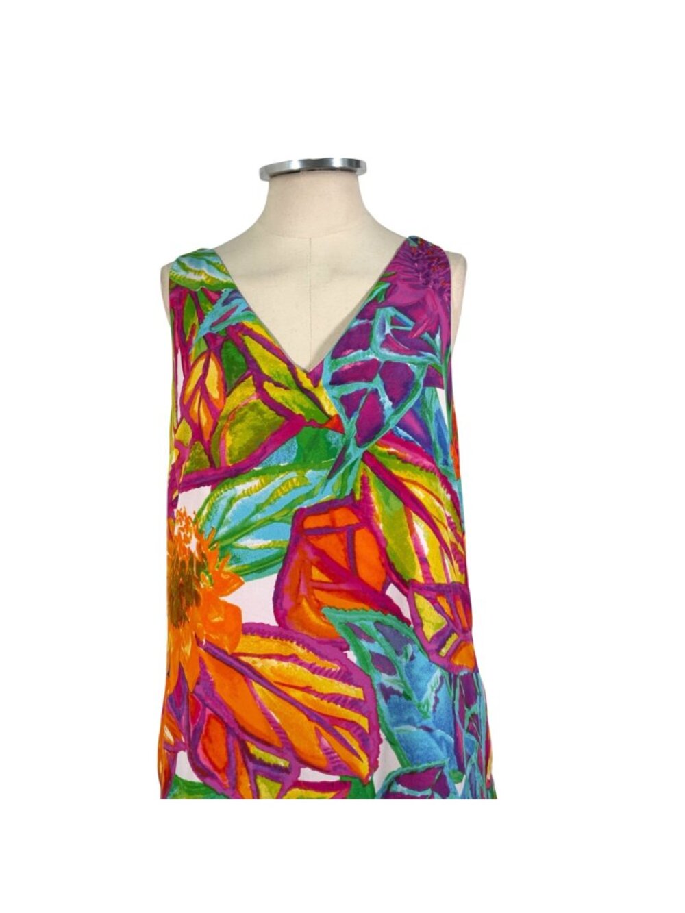 Lauren Ralph Lauren Multicolor Tropical Sleeveless Dress Size 10 Petite - Picture 6 of 11